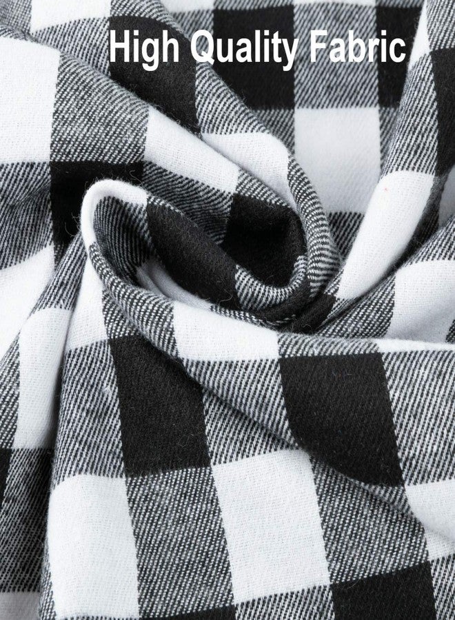 WOSIBO 2 Pack Buffalo Check Plaid Tie Up Shades Farmhouse Style Gingham Rod Pocket Window Curtain for Kitchen 42x63 Inches White and Black (White and Black) - Image 5